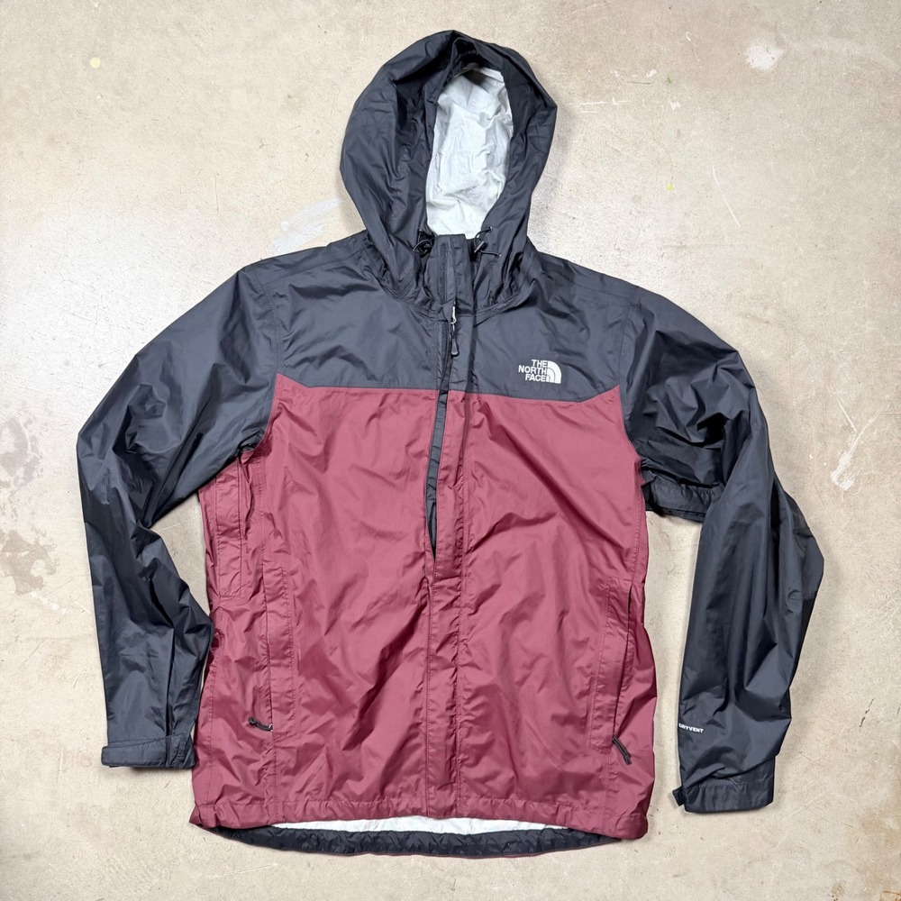 The North Face DryVent Rain Jacket Mens Large Burgundy Black Hooded Shell